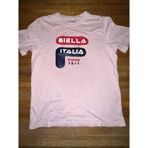 Fila Men Medium Caulk Pink Biella Italia 1911 Short Sleeve Crew Neck Shirt‎